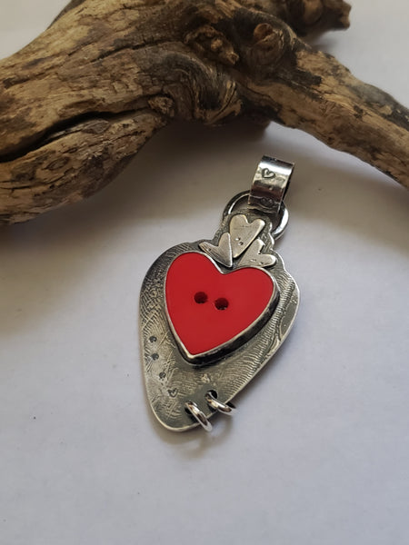 "Buttoned-up" Heart Pendant