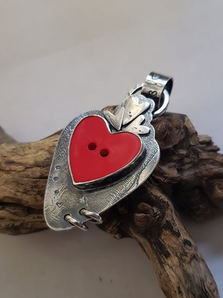 "Buttoned-up" Heart Pendant