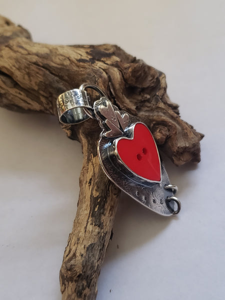 "Buttoned-up" Heart Pendant