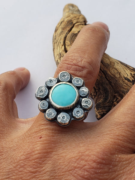 Kingman Turquoise Daisy Ring