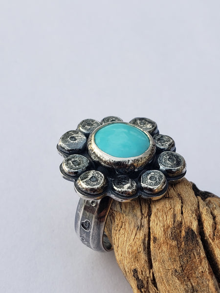 Kingman Turquoise Daisy Ring