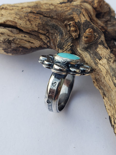 Kingman Turquoise Daisy Ring